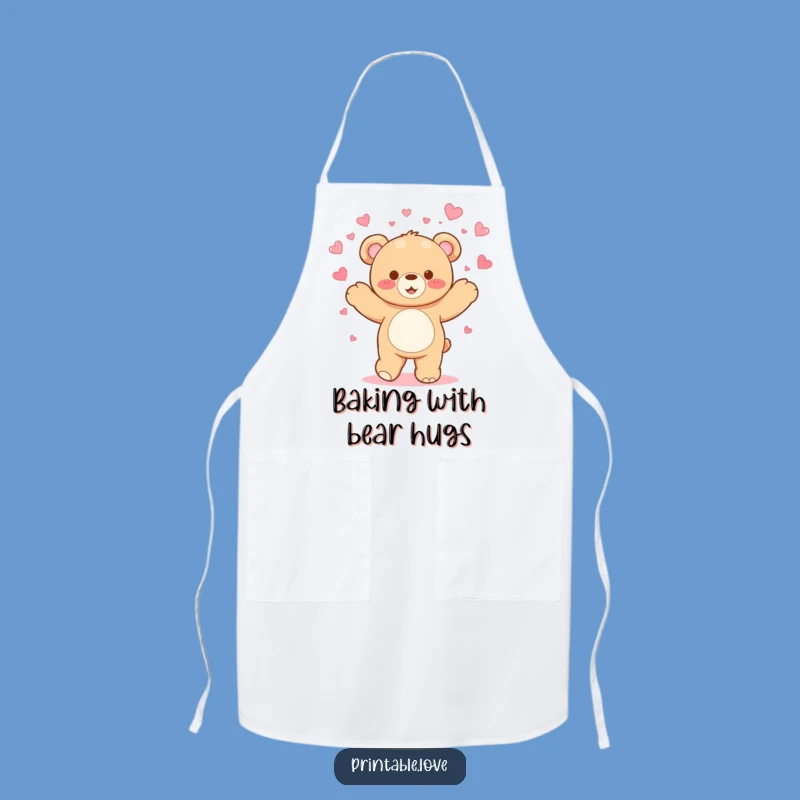 Funny Kawaii Teddy Bear Apron - Chef's Dancing Bear for Joyful Kitchen Fun