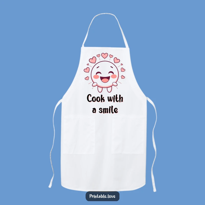 Funny Kawaii Smiley Face Apron - Laughing Heart Character Kitchen Gift