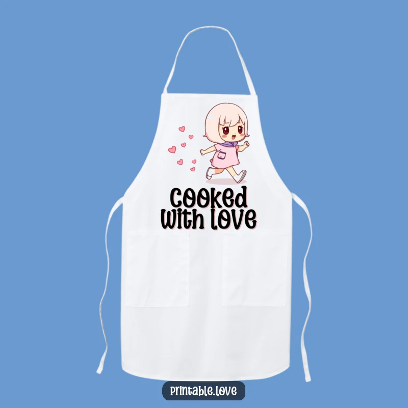 Funny Striding Hearts Apron: Confident Cooking with Love!
