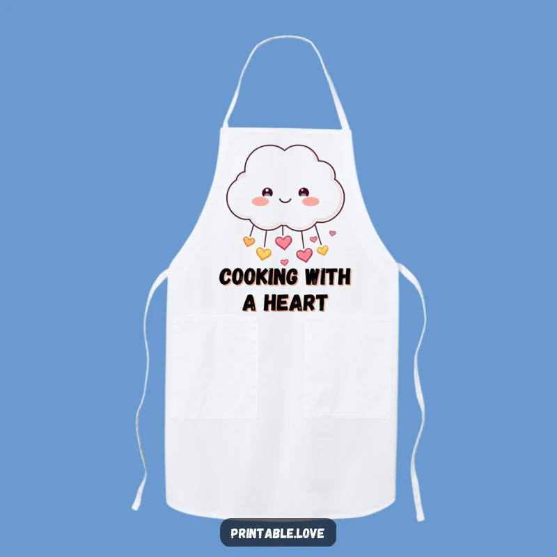 Funny Cloud Apron: Smiling Heart Shower, Kitchen Joy, Great Funny Gift!