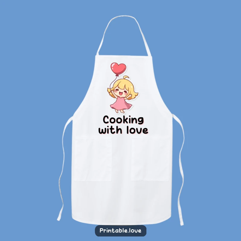 Funny Kawaii Character Apron: Joyful Heart Chef Fun Gift