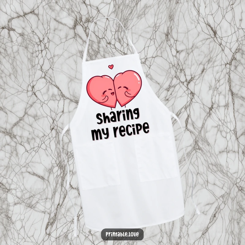 Funny Giggling Heart Apron showing two cute, giggling hearts splitting apart, ideal for humorous kitchen activities.