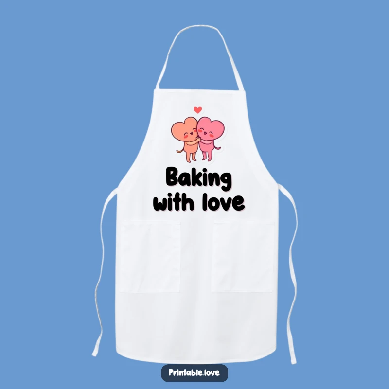 Funny Hugging Hearts Apron: Cook with Love, Sweet Embrace in Kitchen