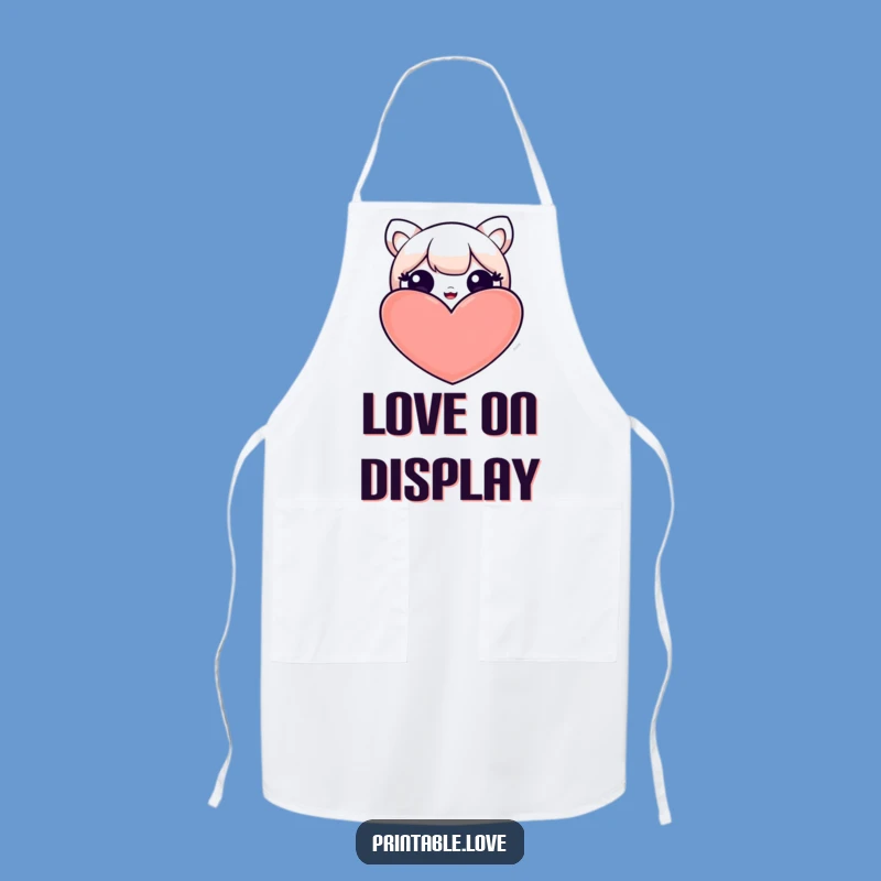 Funny Kawaii Heart Peek Apron: Kitchen Character Fun - Unique Funny Gift for Cooks