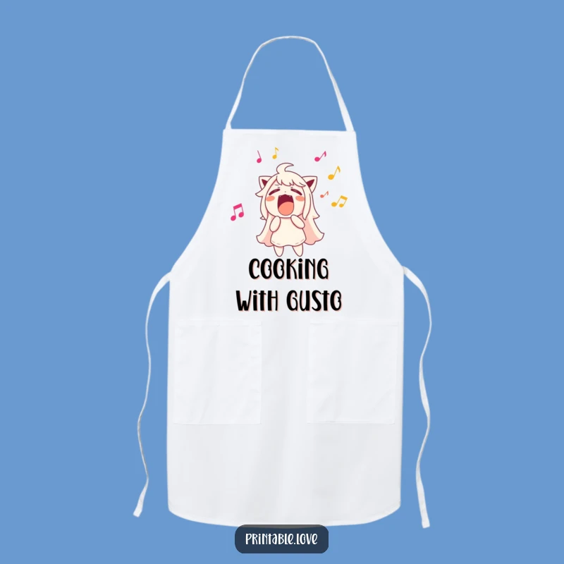 Funny Music Apron: Chef Sings Loudly, Humorous Kitchen Performance!