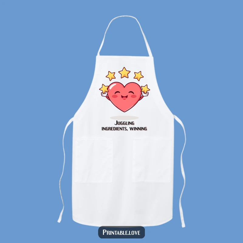 Funny Heart Juggler Apron: Stars & Grins While Cooking!
