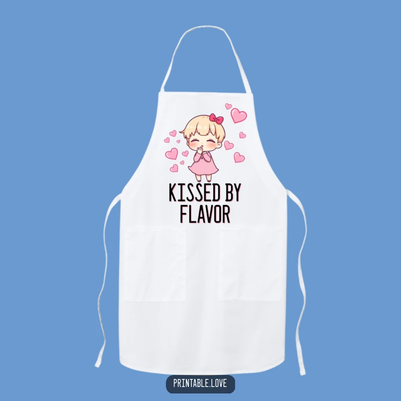 Funny Kissing Character Apron: Cute Kitchen Wear, Heart Trail Cooking Funny Gift