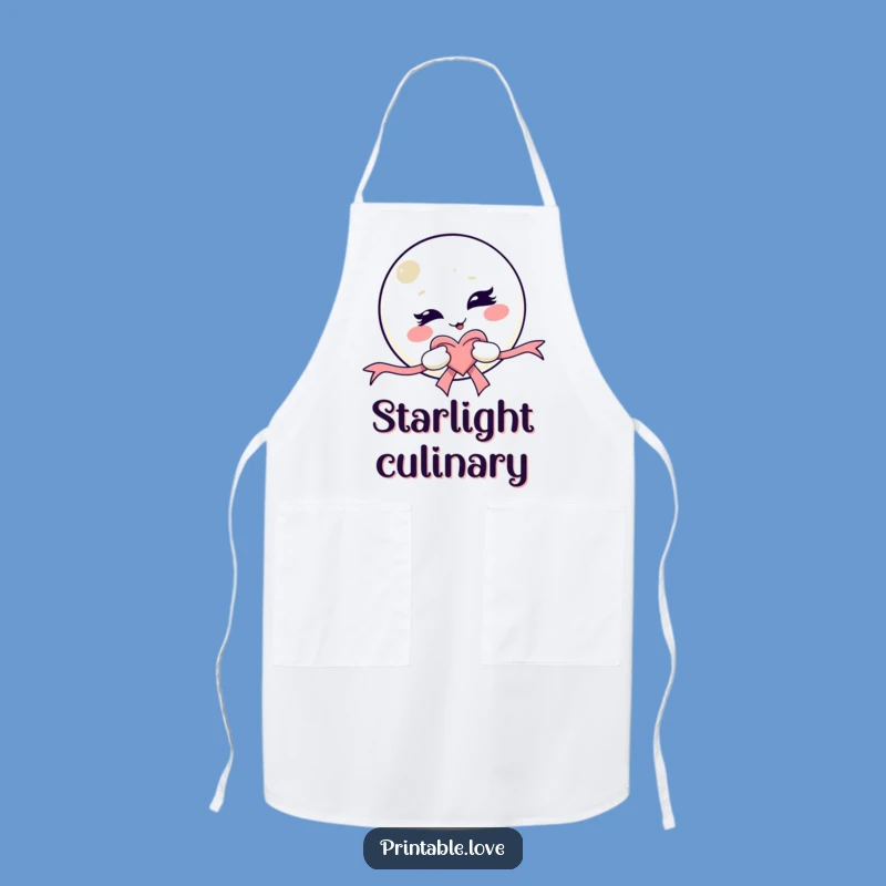 Funny Kawaii Moon Apron - Winking Chef's Companion, Hilarious Funny Gift for Cooks