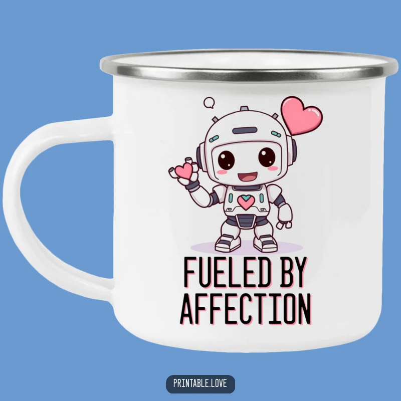 Funny Kawaii Robot Camping Mug - Hearty Robot Brews for Humorous Outdoor Adventures
