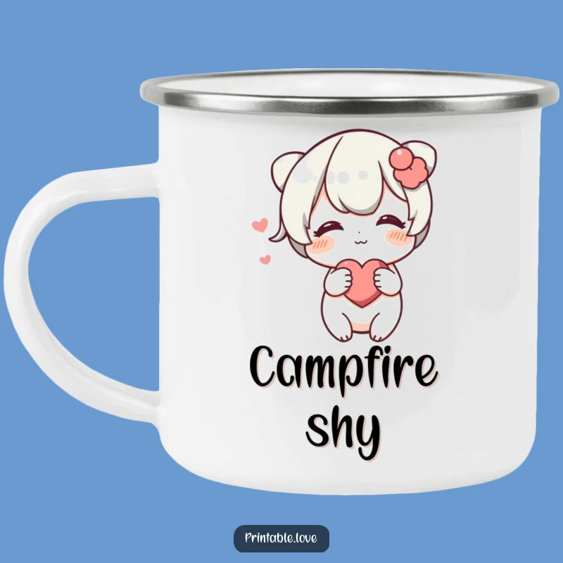Funny Blushing Heart Enamel Camping Mug: Adventure with Shy Love, A Sweet Gift