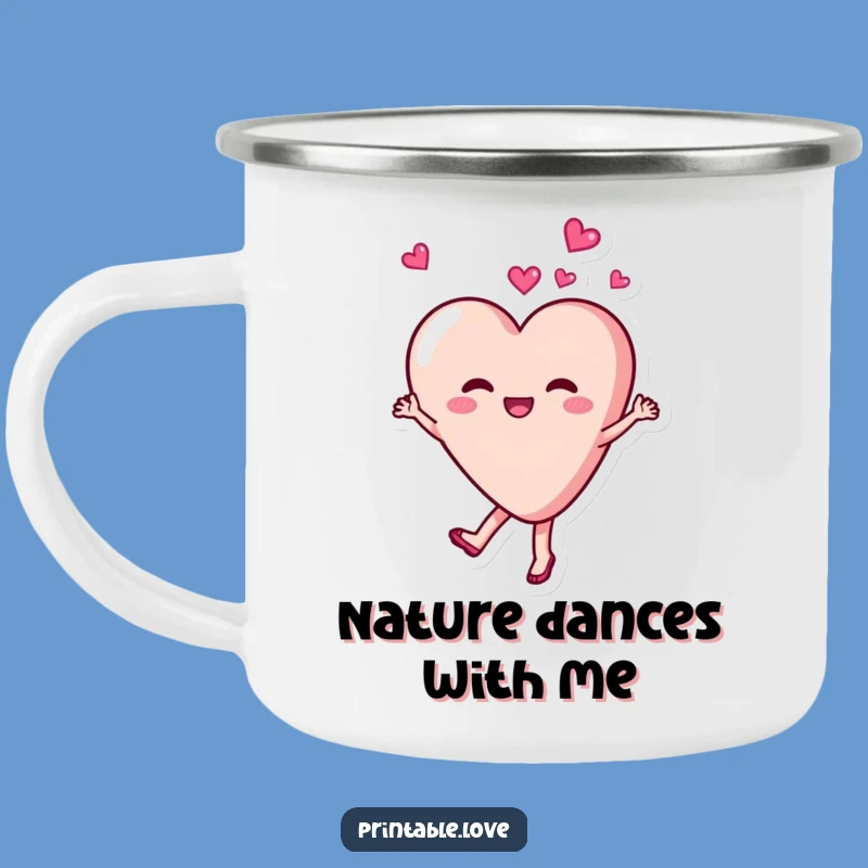 Funny Dancing Heart Camping Mug: Joyful Sips On The Go