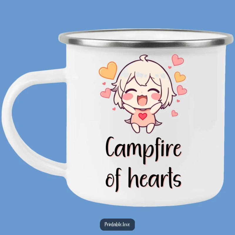Funny Excited Heart Burst Camping Mug: Joyful Adventure Gift