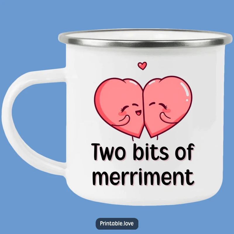 Funny Giggling Heart Camping Mug - Durable & Hilarious Split Heart Enamel Cup, Gift