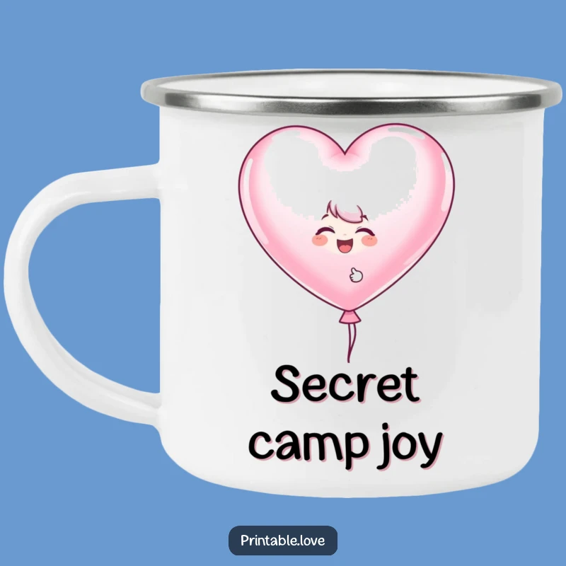 Funny Heart Balloon Camping Mug: Giggling Character Drinkware