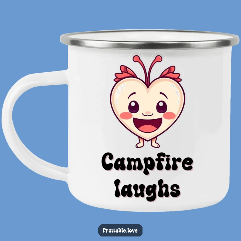 Funny Laughing Heart Camping Mug: Wide Eyes for Outdoor Giggles