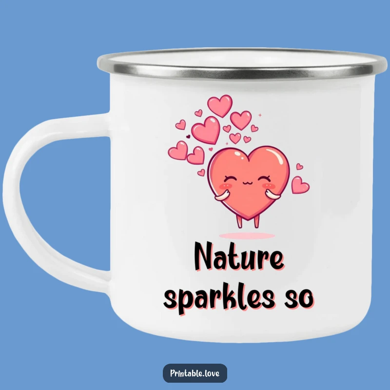 Funny Sparkly Hearts Camping Mug: Magical Adventures, Perfect Outdoor Funny Gift