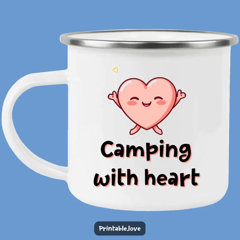 Funny Tiny Heart Camping Mug: Joyful Jumps for Outdoor Adventures