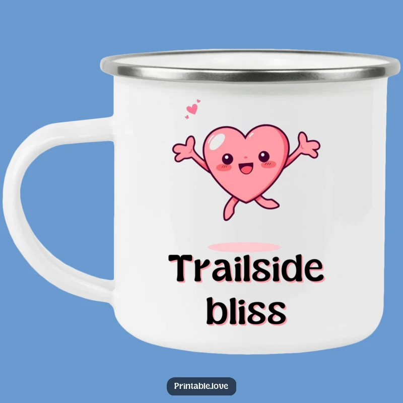 Funny Tiny Heart Leaping Enamel Camping Mug: Adventure with Joy, A Cheerful Gift