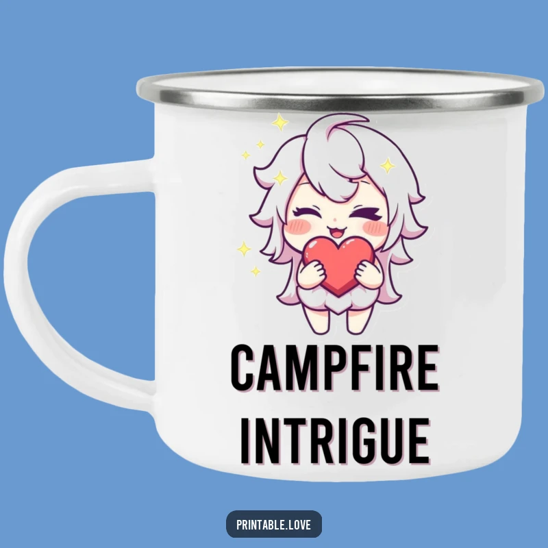 Funny Winking Heart Enamel Camping Mug: Adventure with Mischief, A Playful Gift