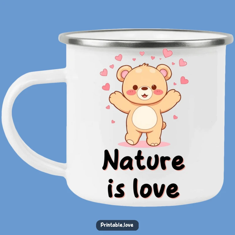 Funny Kawaii Teddy Bear Camping Mug - Heart-Filled Brews for Joyful Adventures