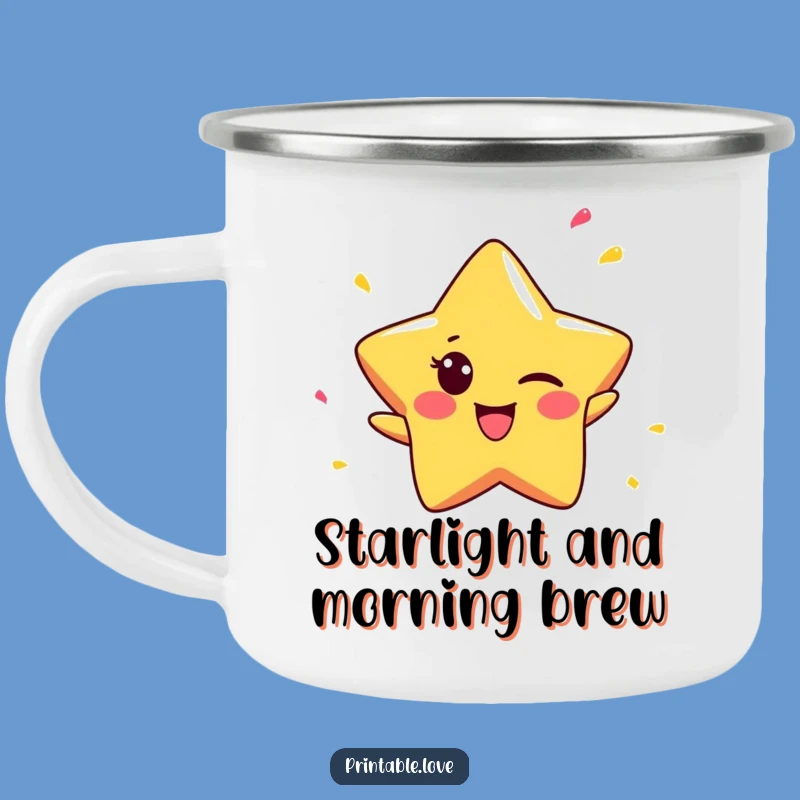 Funny Star Camping Mug: Winking Confetti, Durable Fun, Perfect Funny Gift!