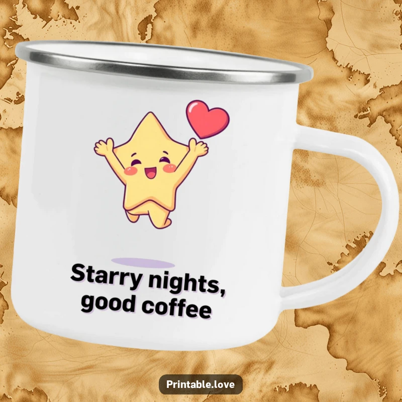 Funny Kawaii Star Character Doing a Joyful Leap Holding a Heart Aloft, Durable and Humorous, Funny Gift