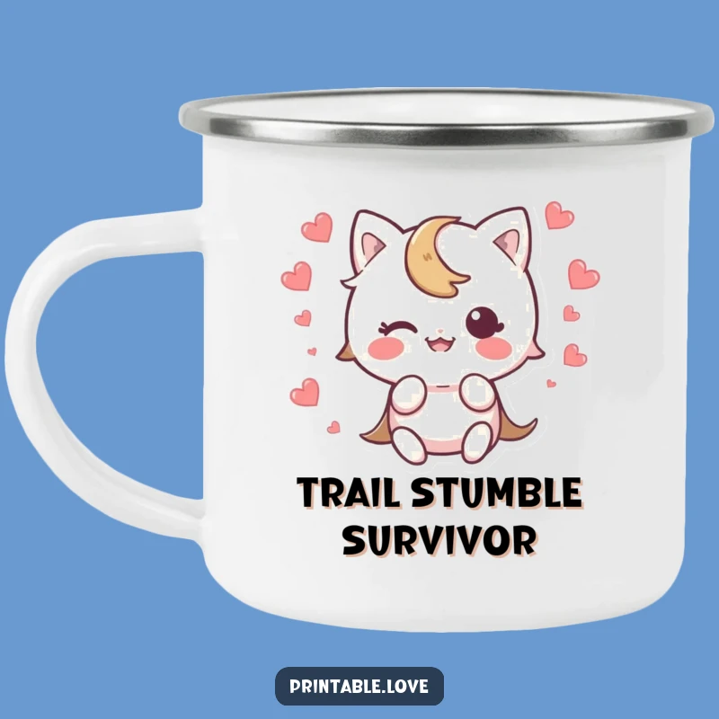 Durable Funny Kawaii Trip Camping Mug: Heart Scatter Adventure, Rugged Funny Gift