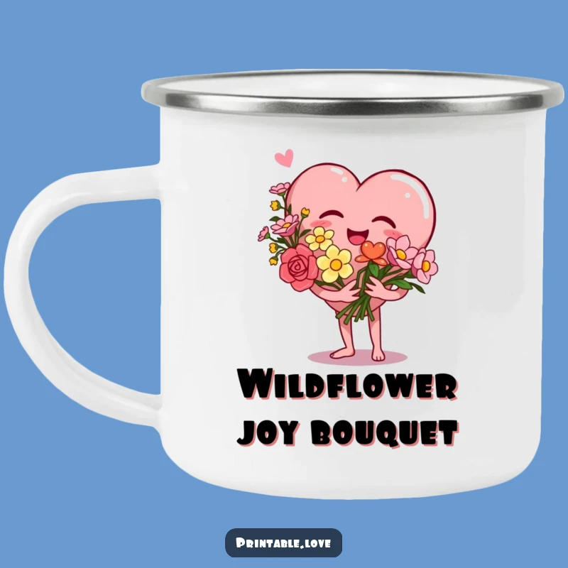 Funny Heart Camping Mug: Giggle Flowers, Perfect Outdoor Gift