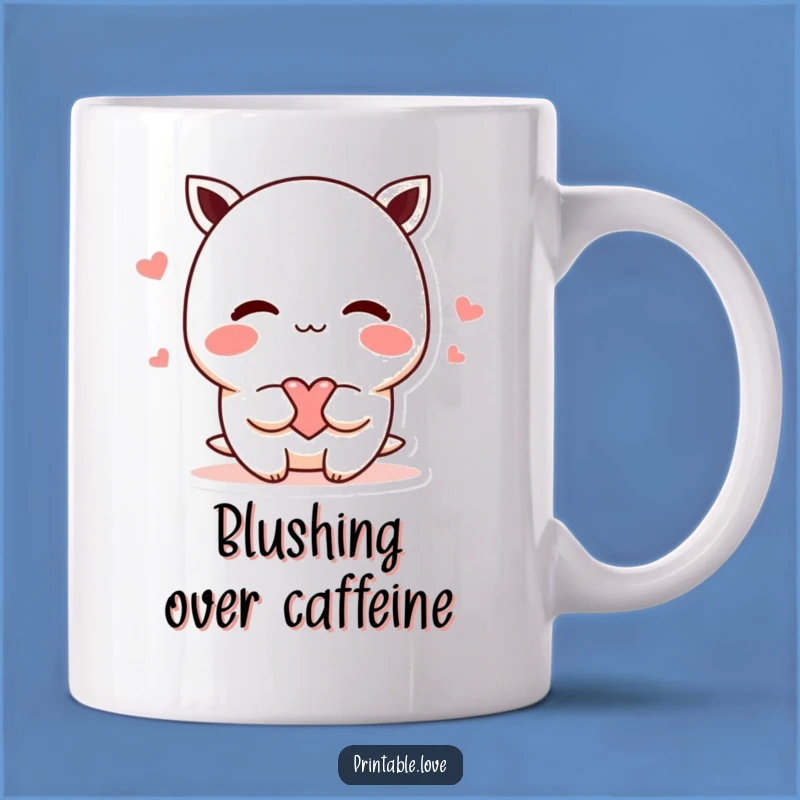 Funny Shy Kawaii Heart Mug - Express Love with Adorable Charm