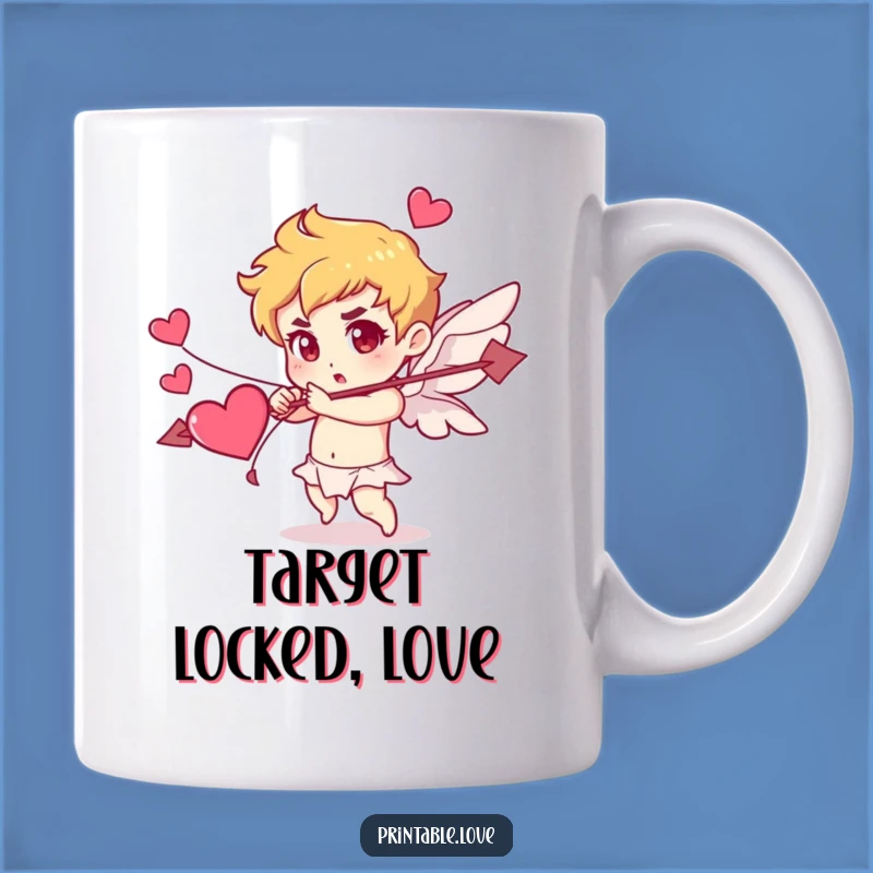Funny Cupid Mug: Determined Heart Arrow Aiming for Love, a Hilarious Gift