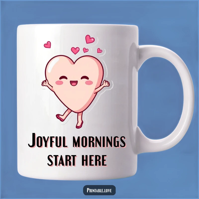 Funny Dancing Heart Mug: Joyful Celebration for a Delightful Gift
