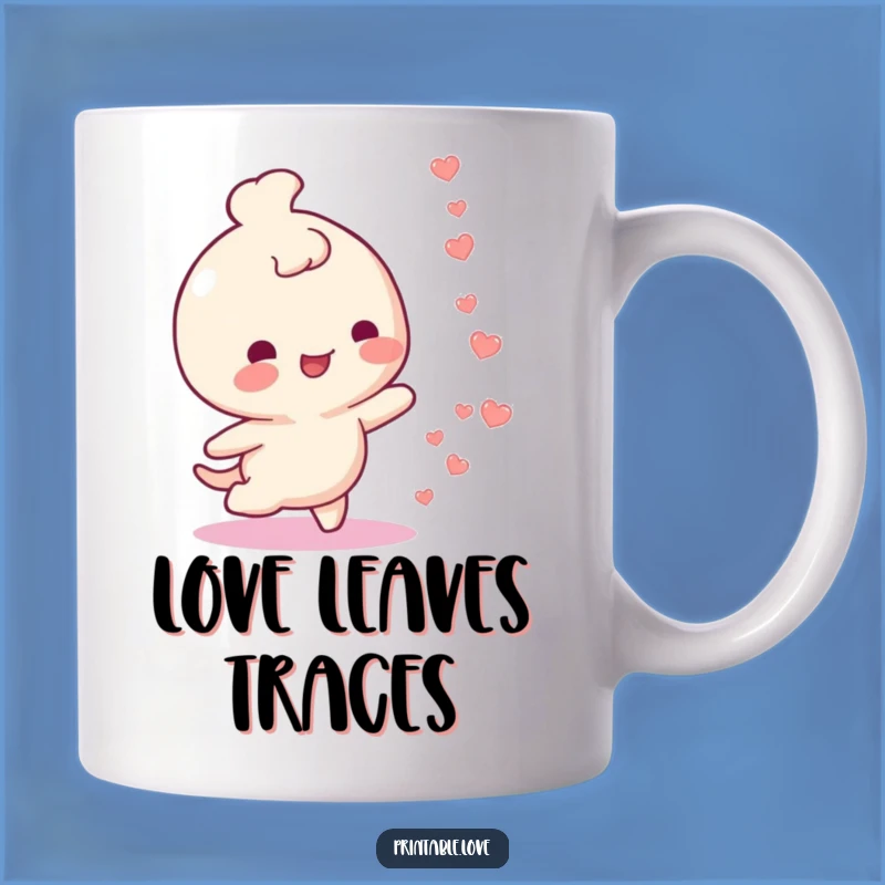 Funny Happy Trail Hearts Mug: Whimsical Character Gift for Joy
