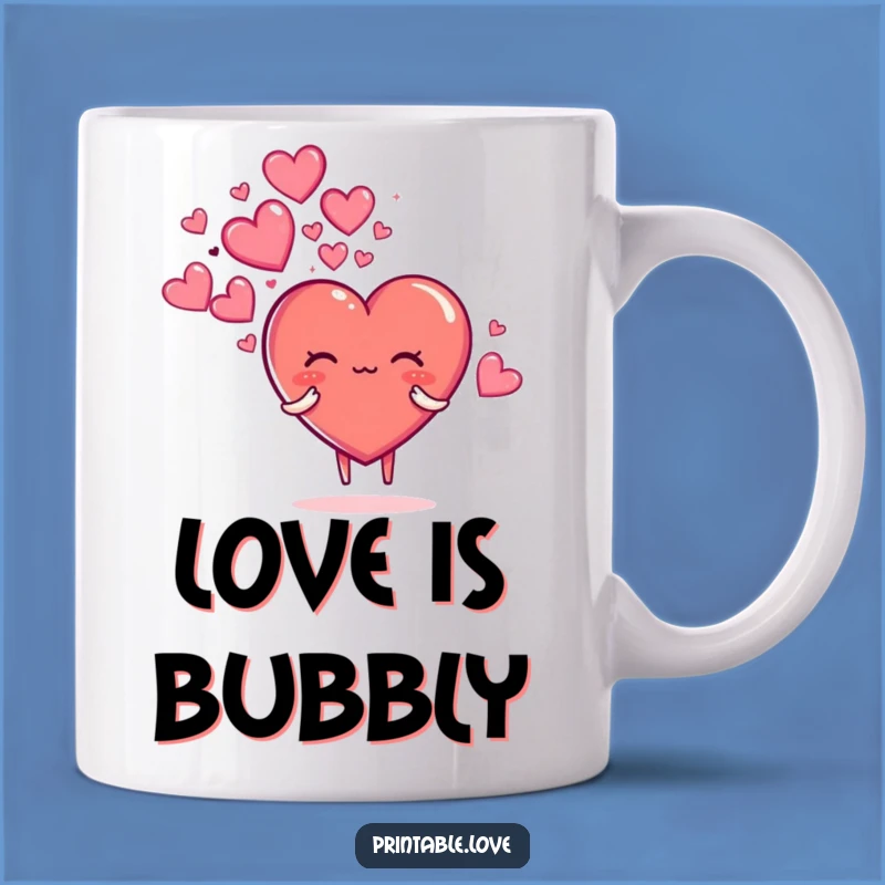 Funny Heart Character Mug: Sparkly Love Cloud Design, Perfect Funny Gift for Romantics