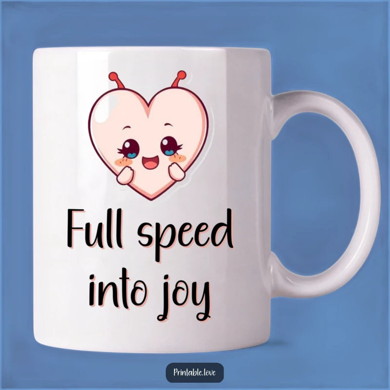 Funny Heart Mug: Tumbling with Delight - Eyes Wide, Funny Gift