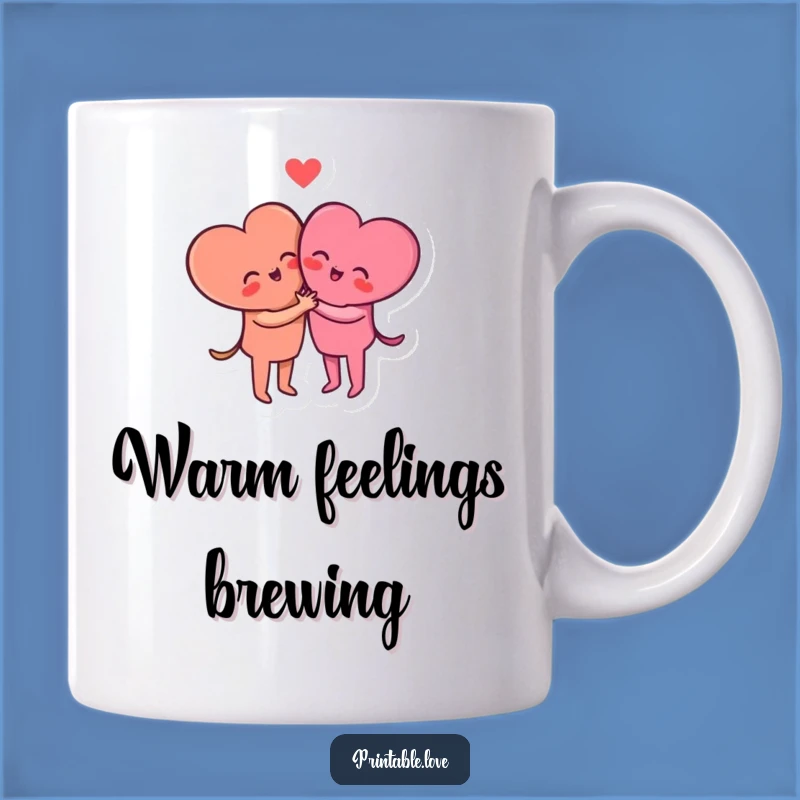 Funny Hugging Hearts Mug: Embrace Love with Cute Characters, Perfect Gift