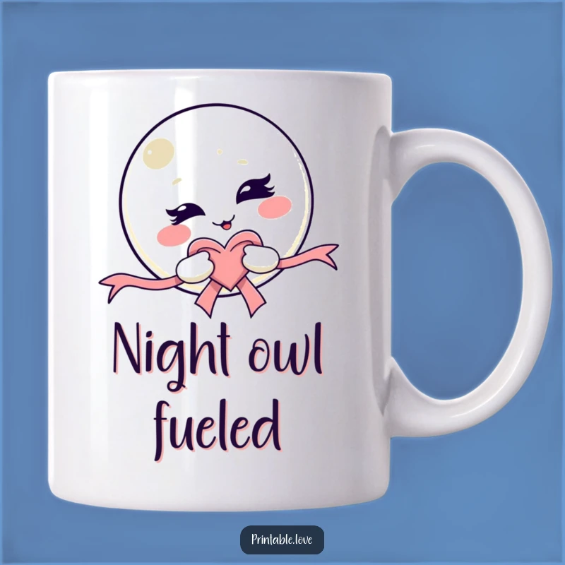 Funny Kawaii Moon Wink Mug - Mischievous Character Gift for Playful Mornings