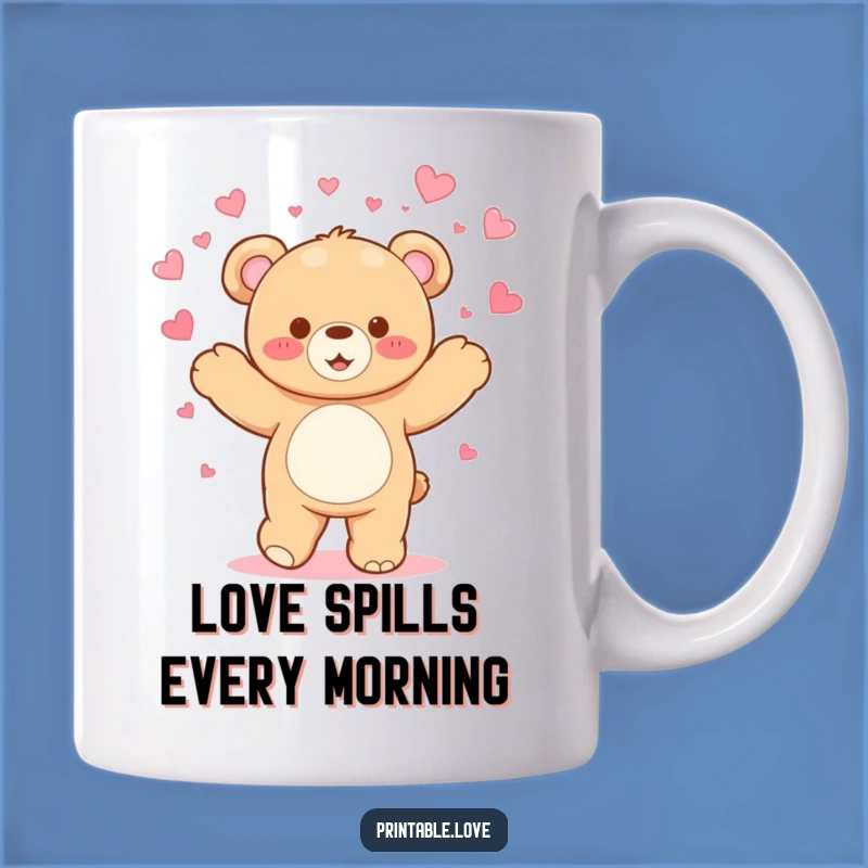 Funny Kawaii Teddy Bear Dancing Mug - Joyful Heart Shower for a Cheerful Gift