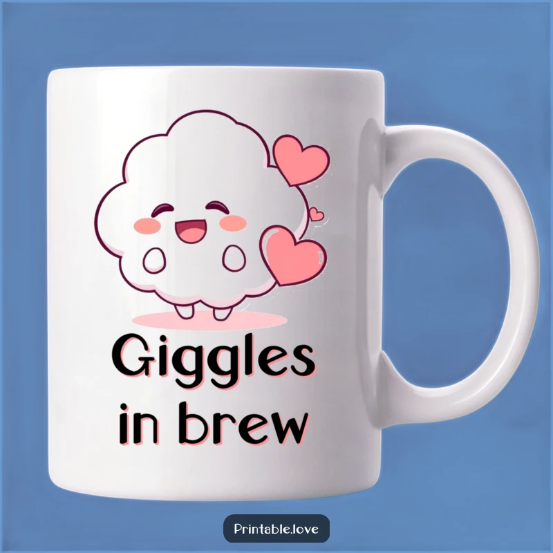 Funny Kawaii Cloud Mug: Spread Giggles with This Happy Character and Floating Heart Gift