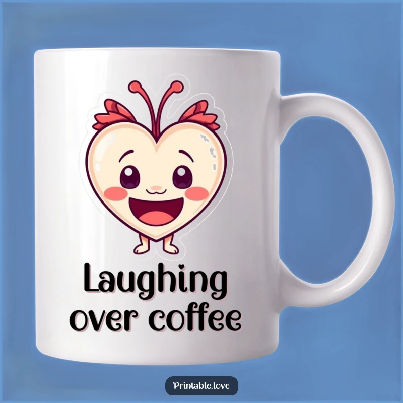 Funny Laughing Heart Mug: Wide Eyes of Joy, Hilarious Gift Idea