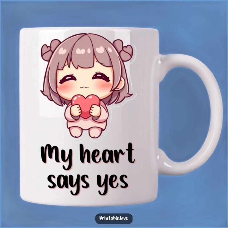 Funny Shy Heart Blushing Character Mug - Perfect Adorable Gift for Someone Special