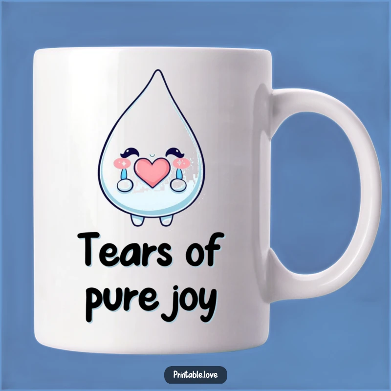 Funny Kawaii Teardrop Mug - Happy Tears Sparkle Gift for Emotional Mornings