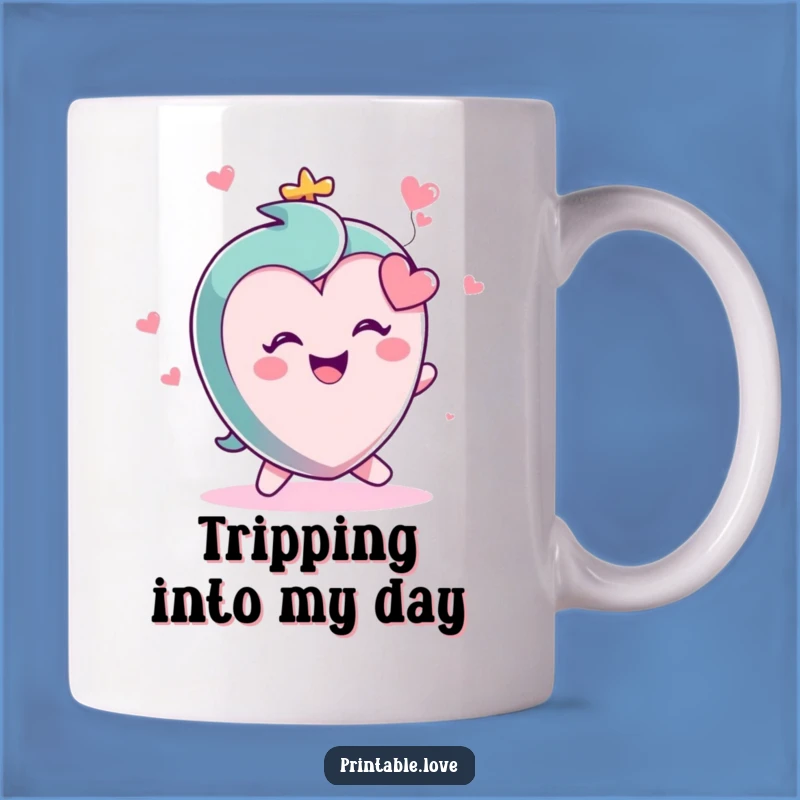 Funny Small Heart Mug: Tripping Gleefully - Adorable Funny Gift
