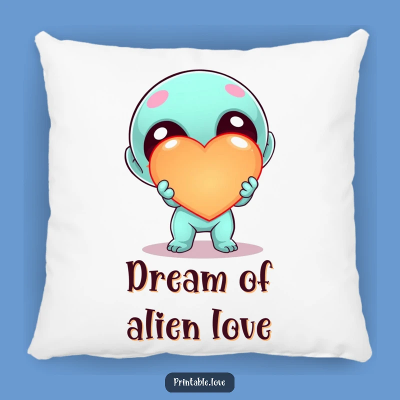 Funny Kawaii Alien Heart Pillow - Cute Sci-Fi Character Throw Pillow Gift