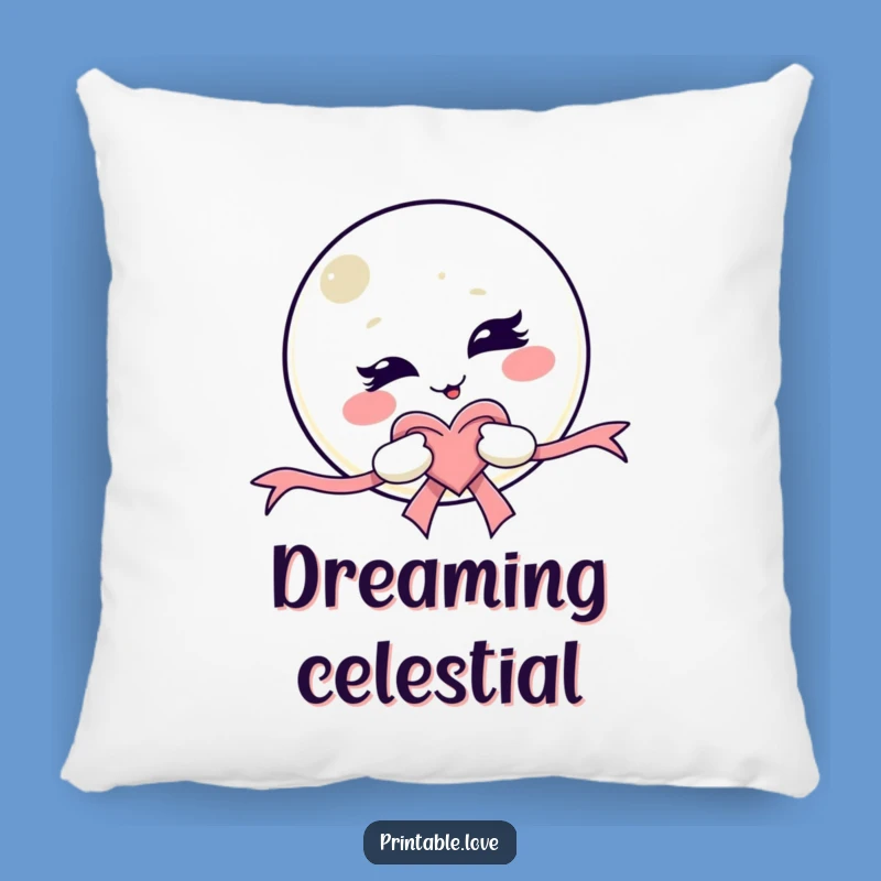 Funny Kawaii Moon Pillow - Winking Character Cushion, Adorable Funny Gift