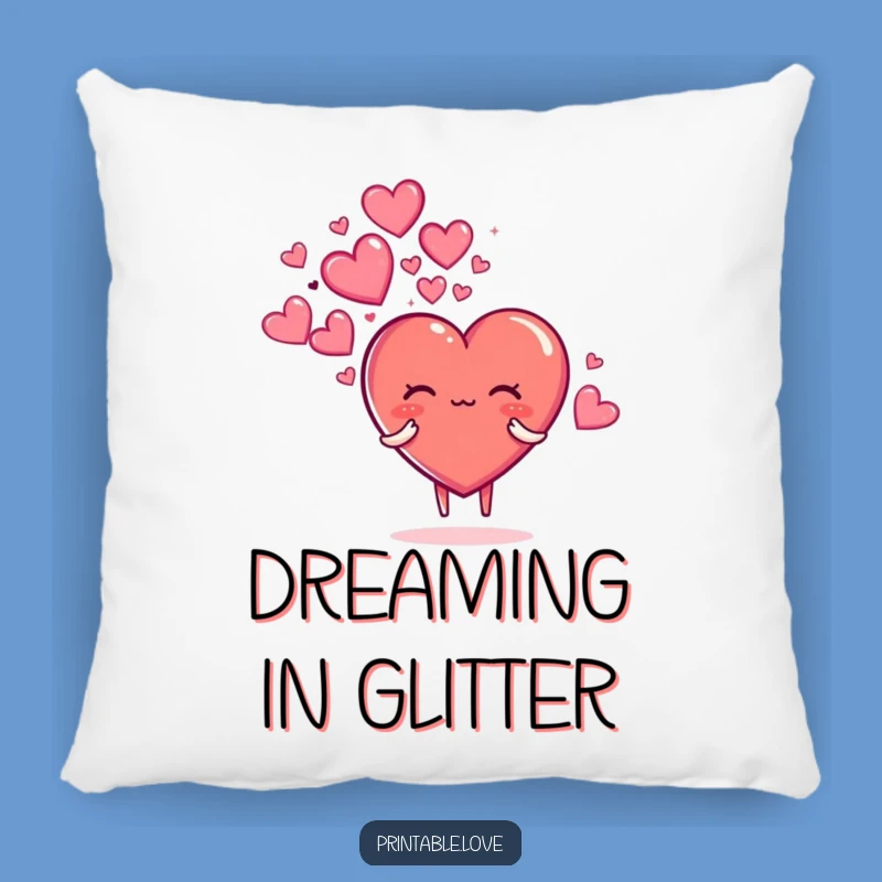 Funny Sparkly Hearts Pillow: Cozy Charm, Magical Love Cloud Accent, Perfect Funny Gift