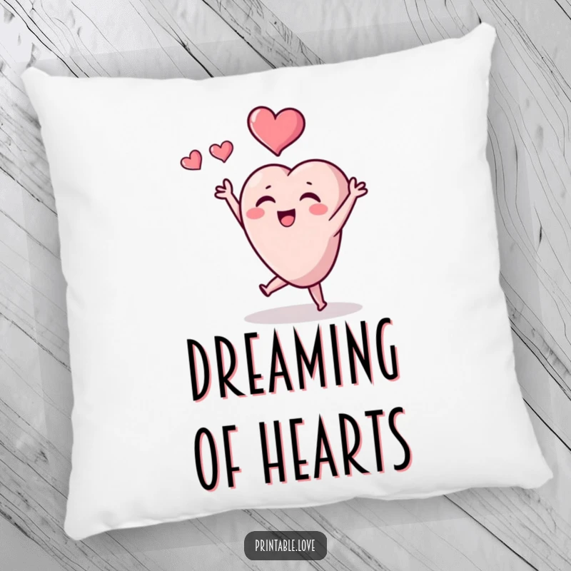 Funny tiny heart pillow, a cute heart character tossing a heart, soft and huggable funny gift.