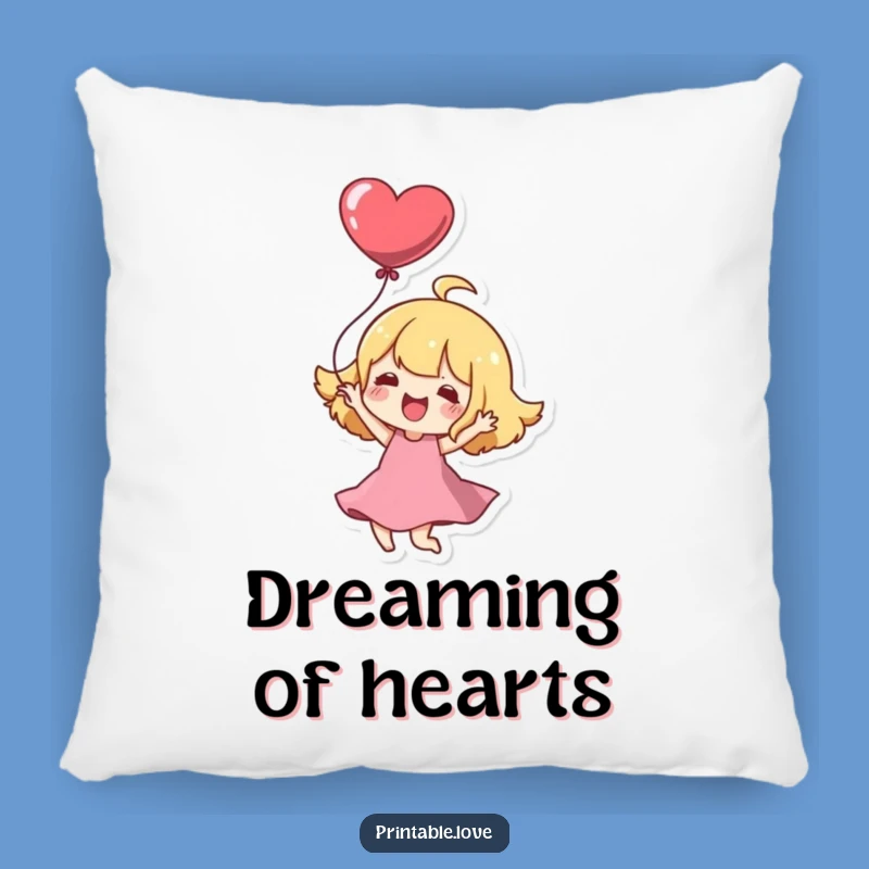Funny Kawaii Character Pillow: Cozy Joyful Heart Comfort Gift