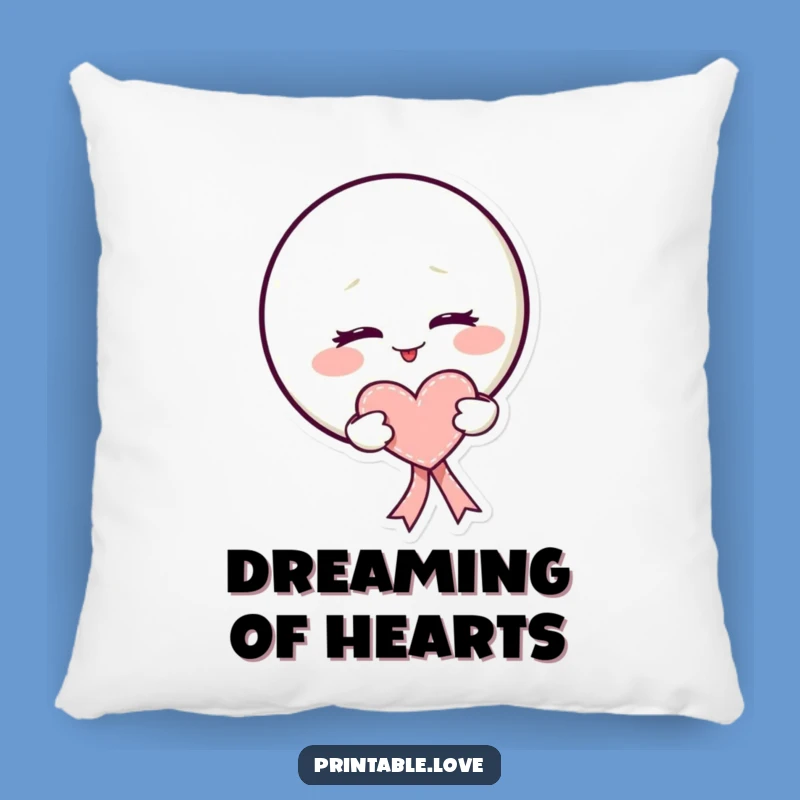 Funny Kawaii Moon Pillow: Cozy Mischief, Heart Ribbon Accent, Cute Gift