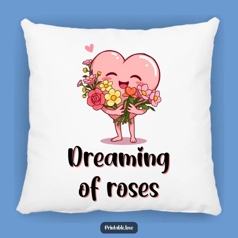 Funny Heart Pillow: Cozy Giggle Flowers, Perfect Gift for Sweet Homes