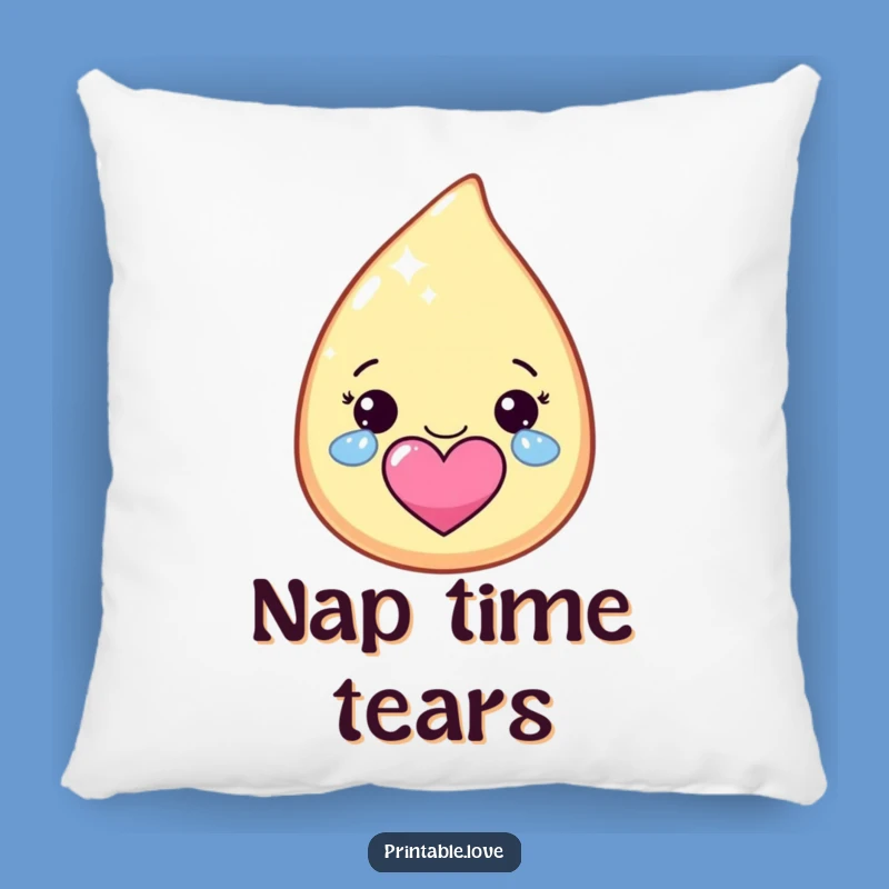 Funny Kawaii Tear Pillow: Cozy Happiness, Sparkle Tears, Heart Detail, Cute Gift
